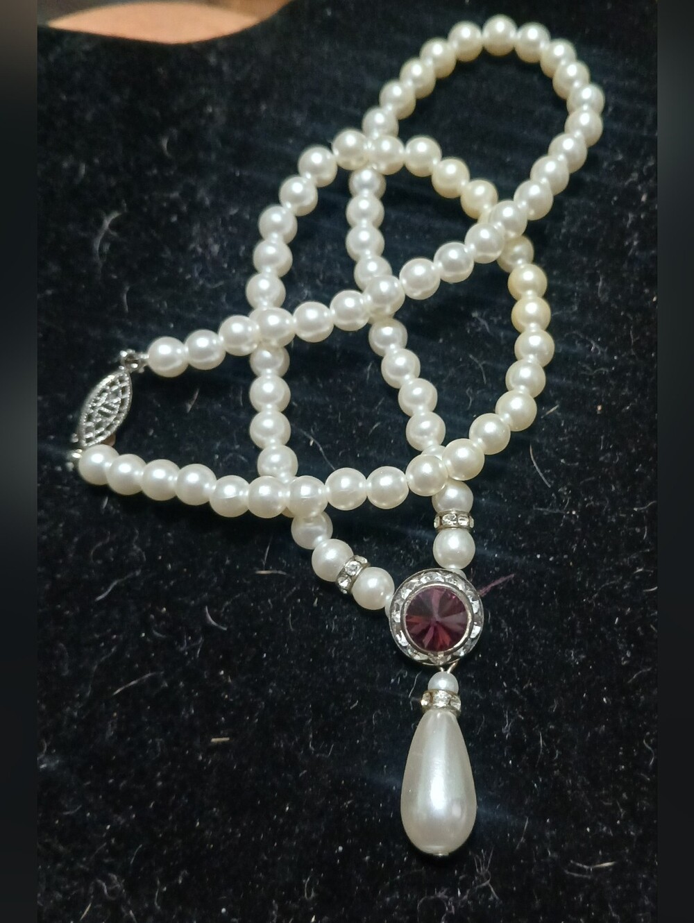 Vintage Faux Pearl Teardrop Necklace